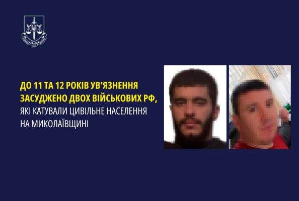 Двох військових рф засуджено до 11 та 12 років за катування цивільних на Миколаївщині